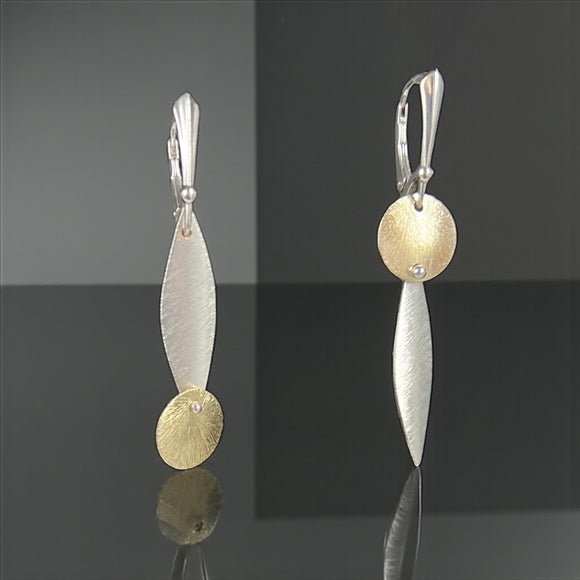 Asymmetrical Silver Gold Marquise Earrings