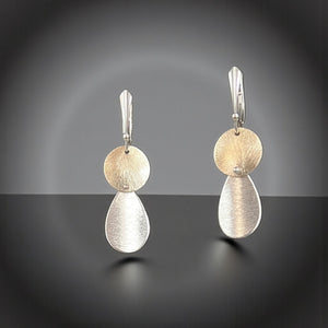 Gold and Silver Teardrop Dangle Earrings