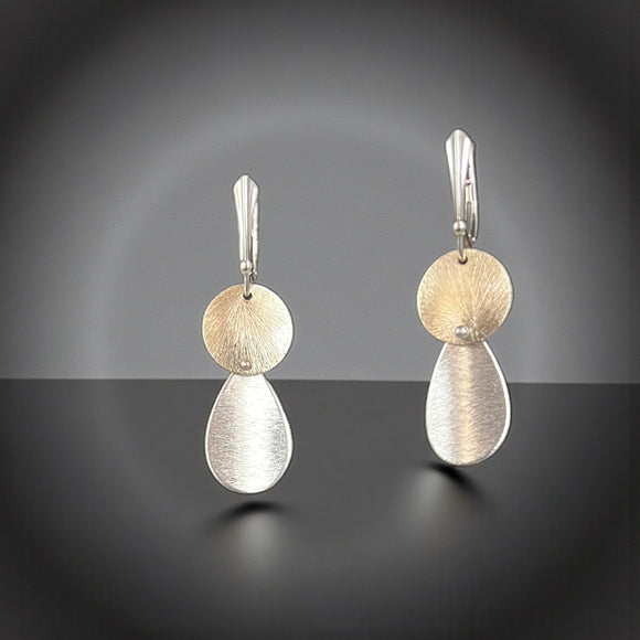 Gold and Silver Teardrop Dangle Earrings