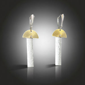 Silver and Gold Half Circle Rectangle Earrings