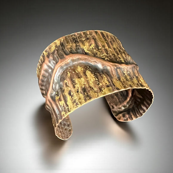 Lush Golden Corduroy...24K gold gilded copper cuff