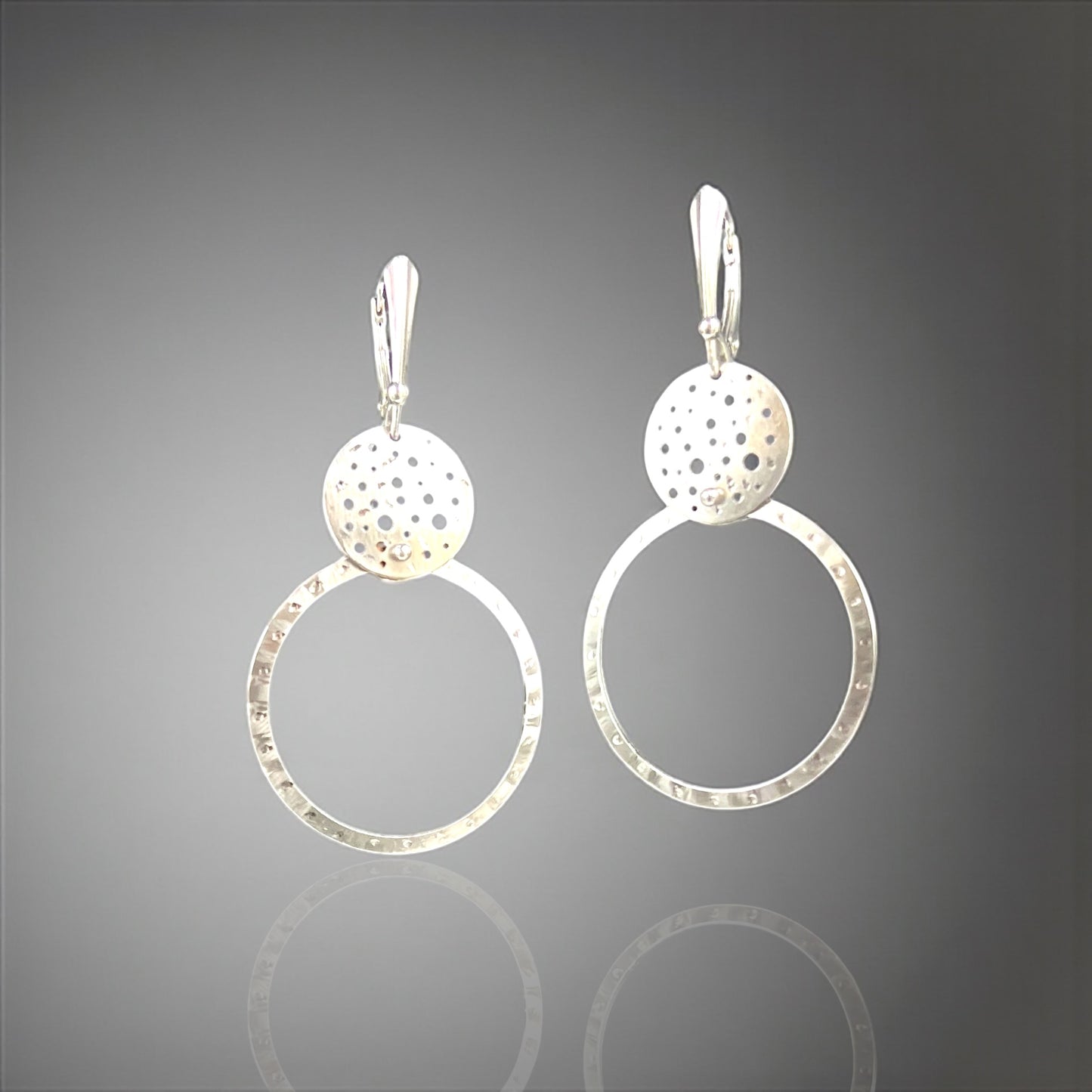 Stainless Steel Circle Dangle Earrings with Perforated Detail