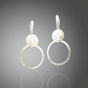 Stainless Steel Circle Dangle Earrings with Perforated Detail