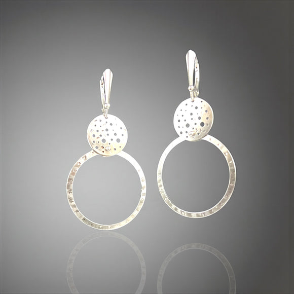 Stainless Steel Circle Dangle Earrings with Perforated Detail