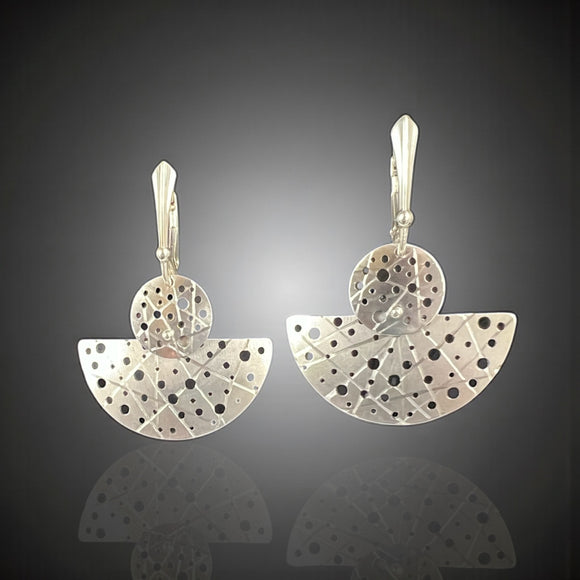 Stainless Steel Kinetic Circle & Fan Earrings