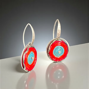 Lampwork Glass & Stainless Steel Bezel Earrings