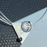 Geometric Mixed-Metal Pendant in Fine Silver, 24K Gold & Black Steel