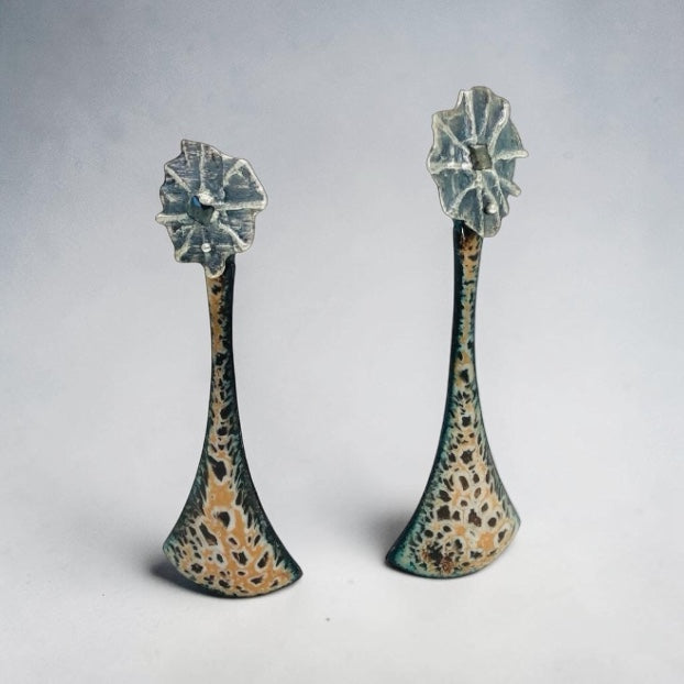 Mocha and Coffee Charcoal Cast Enamel Earrings