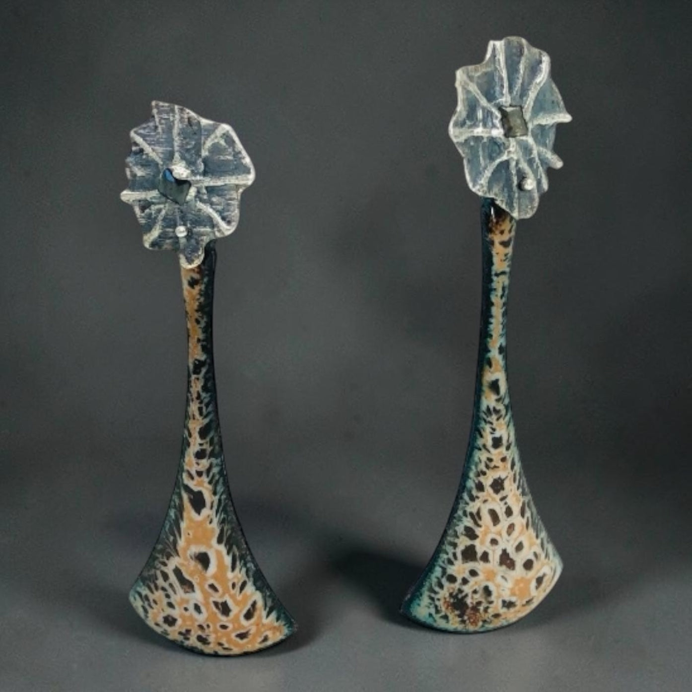 Mocha and Coffee Charcoal Cast Enamel Earrings