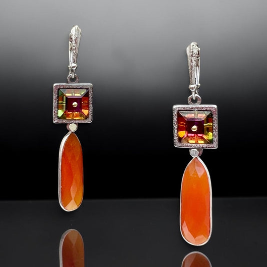 Autumn Ember – Swarovski & Red Onyx Dangle Earrings