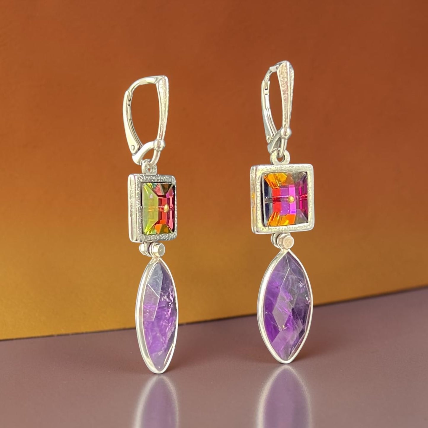 Amethyst Radiance – Swarovski Crystal & Amethyst Dangle Earrings