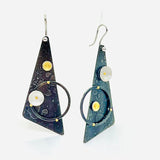 "Elliptical Orbits"....contemporary steel, 24K gold and sterling dangles