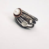 Silver and Pearl...handmade ring silver size 7