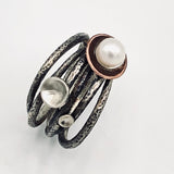 Silver and Pearl...handmade ring silver size 7