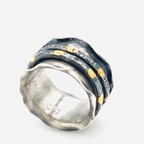 Ruffled Edge...spinner ring silver 24K gold size 7 1/2