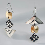 "Asymmetrical Geometry"....sterling silver, brass dangles