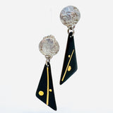 24K gold black enamel small dangles