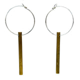 Industrial flair...sterling silver and brass rod hoop earrings