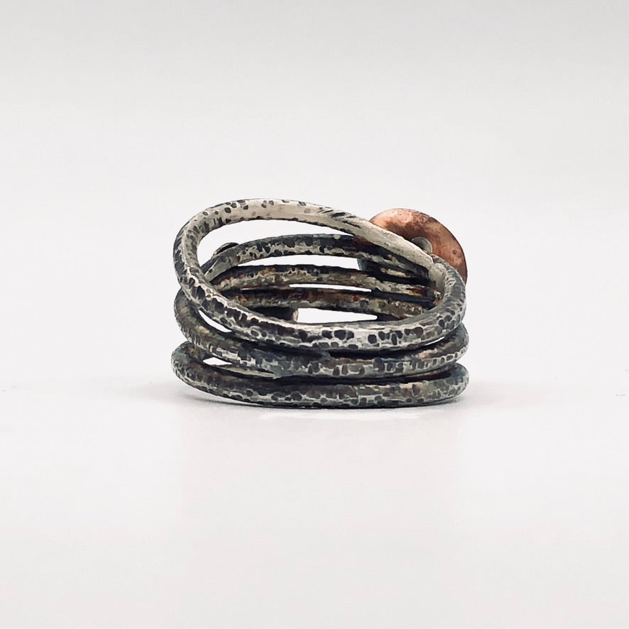 Silver and Pearl...handmade ring silver size 7