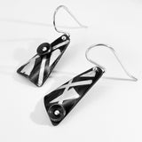 "Black Triangle Mini"....contemporary steel, fine silver dangles