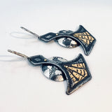 "Full Moon 2"....contemporary steel, sterling and 24K gold dangles