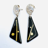 24K gold black enamel small dangles