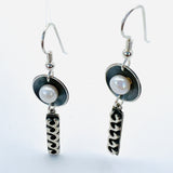 Oxidized sterling silver pearl earrings