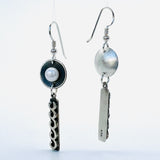 Oxidized sterling silver pearl earrings