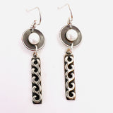 Oxidized sterling silver pearl earrings