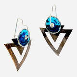 Art deco copper and glass earrings