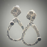 "Tear Drop Black Onyx"...post back sterling dangle earrings