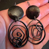 "Eye of The Storm"....contemporary black steel wire earrings