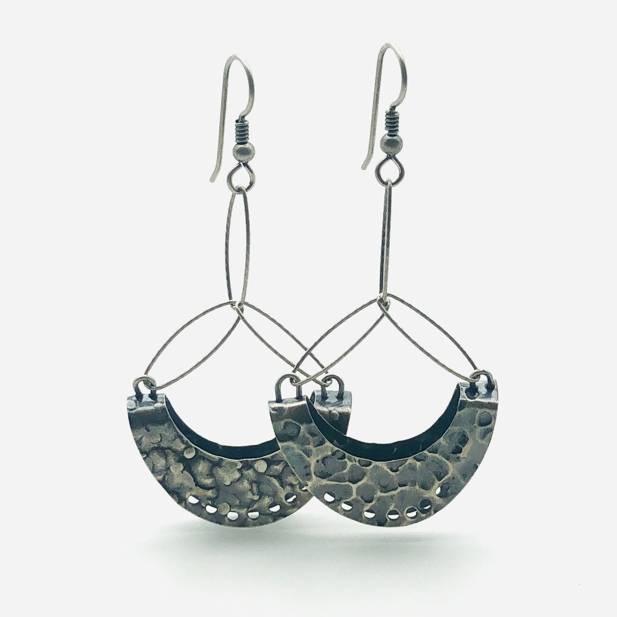 "Hammered and Happy"...Sterling Silver Dangle Earrings