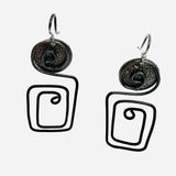 "Art Deco Geometric"....contemporary all black wire earrings