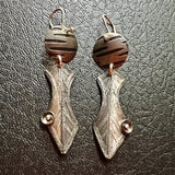 "Altostratus"....contemporary steel and fine silver dangle earrings