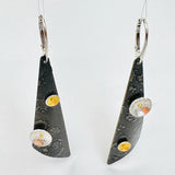 "Glowing Circles"....contemporary steel, 24K gold and sterling dangles