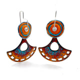 Tropical fiesta bright color fan shape handmade cinco de mayo earrings