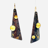 "Golden Dark Chocolate"....contemporary steel and 24K gold dangle earrings