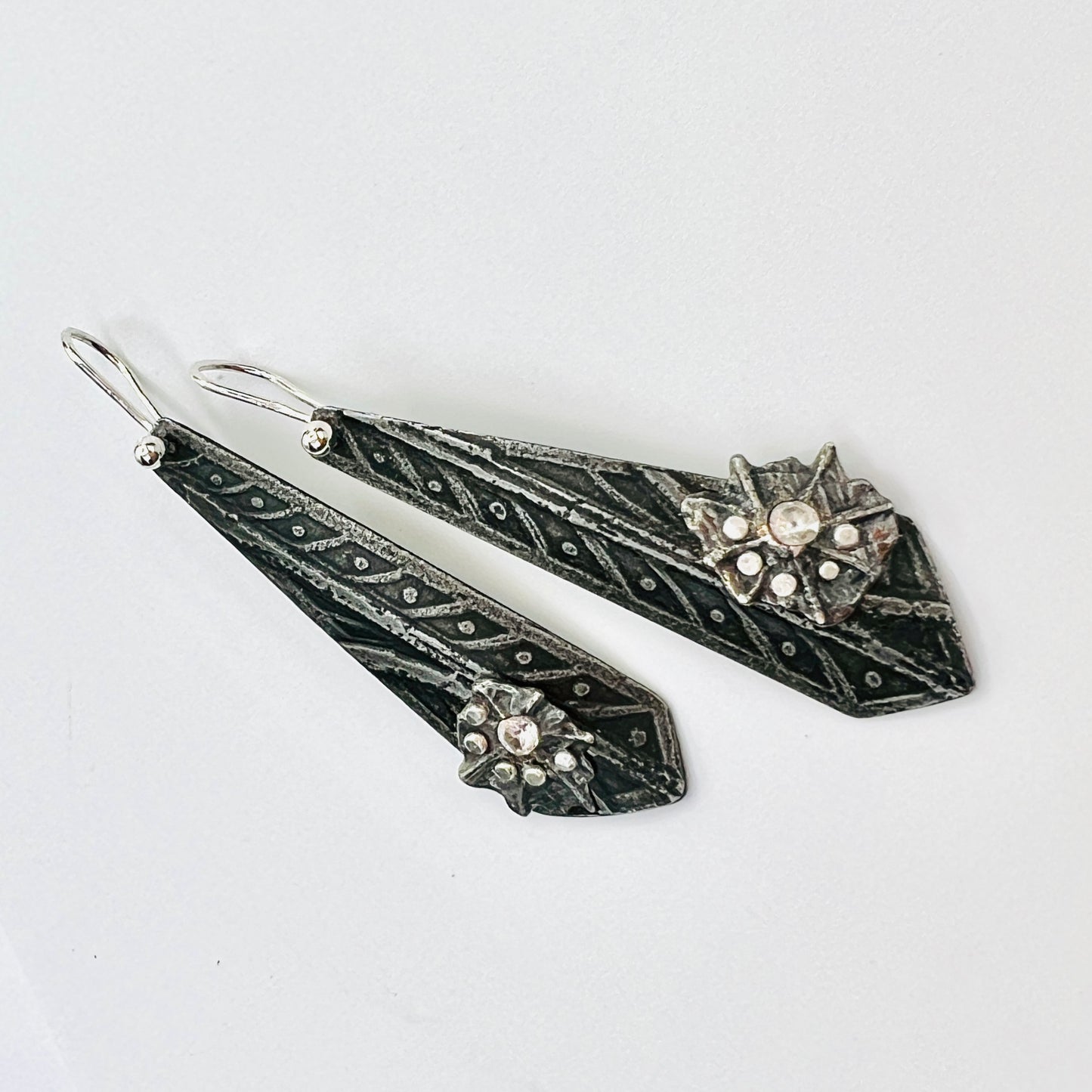 "Comet Triangles"....contemporary steel long dangles
