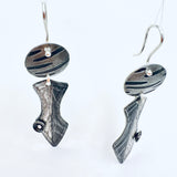 "Altostratus"....contemporary steel and fine silver dangle earrings