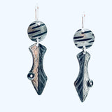 "Altostratus"....contemporary steel and fine silver dangle earrings