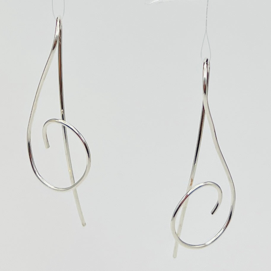 "Treble Clef"... Wire Earrings in Sterling silver