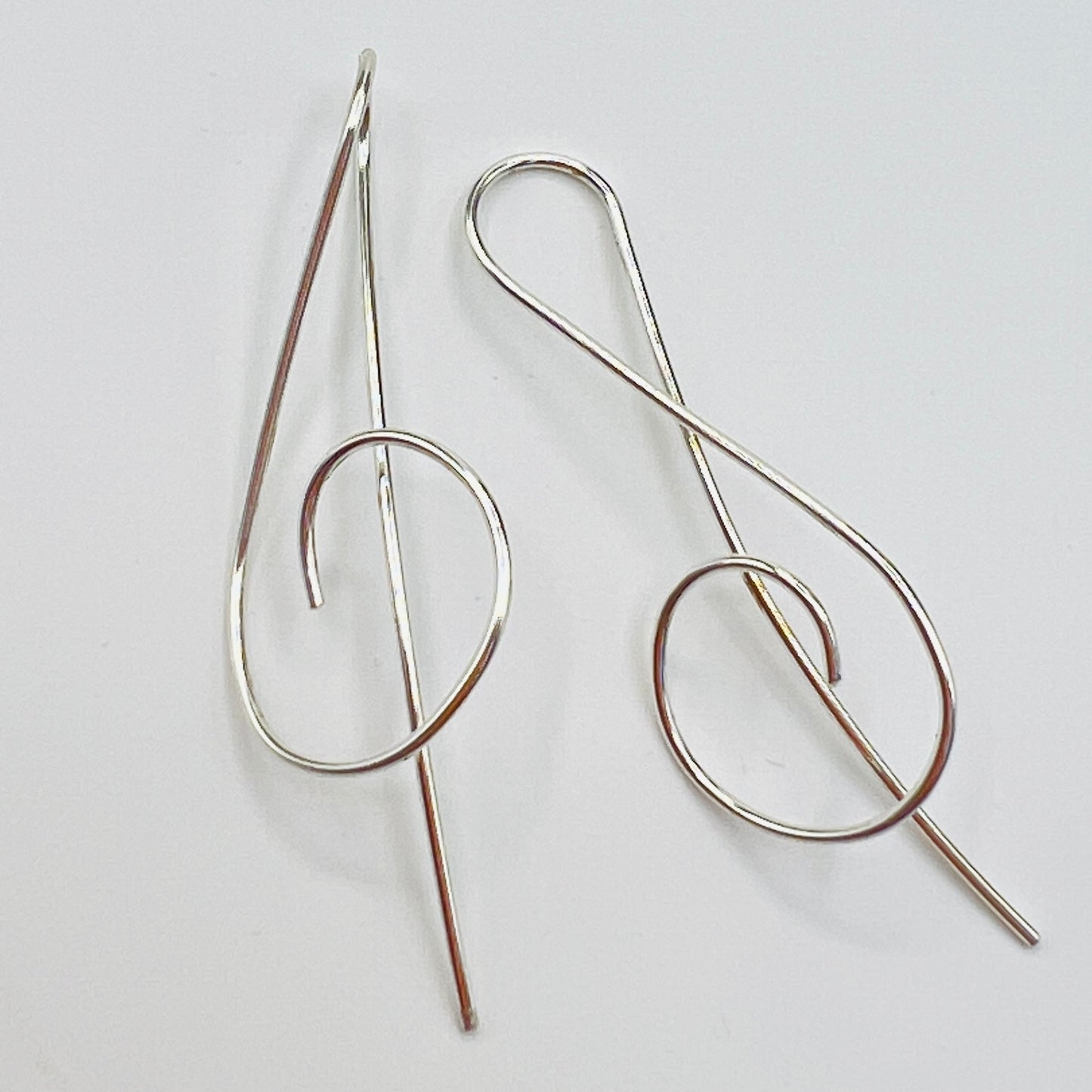 "Treble Clef"... Wire Earrings in Sterling silver