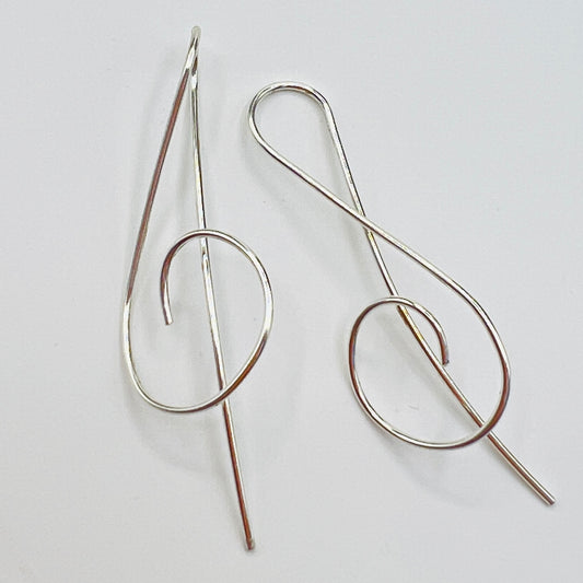 "Treble Clef"... Wire Earrings in Sterling silver