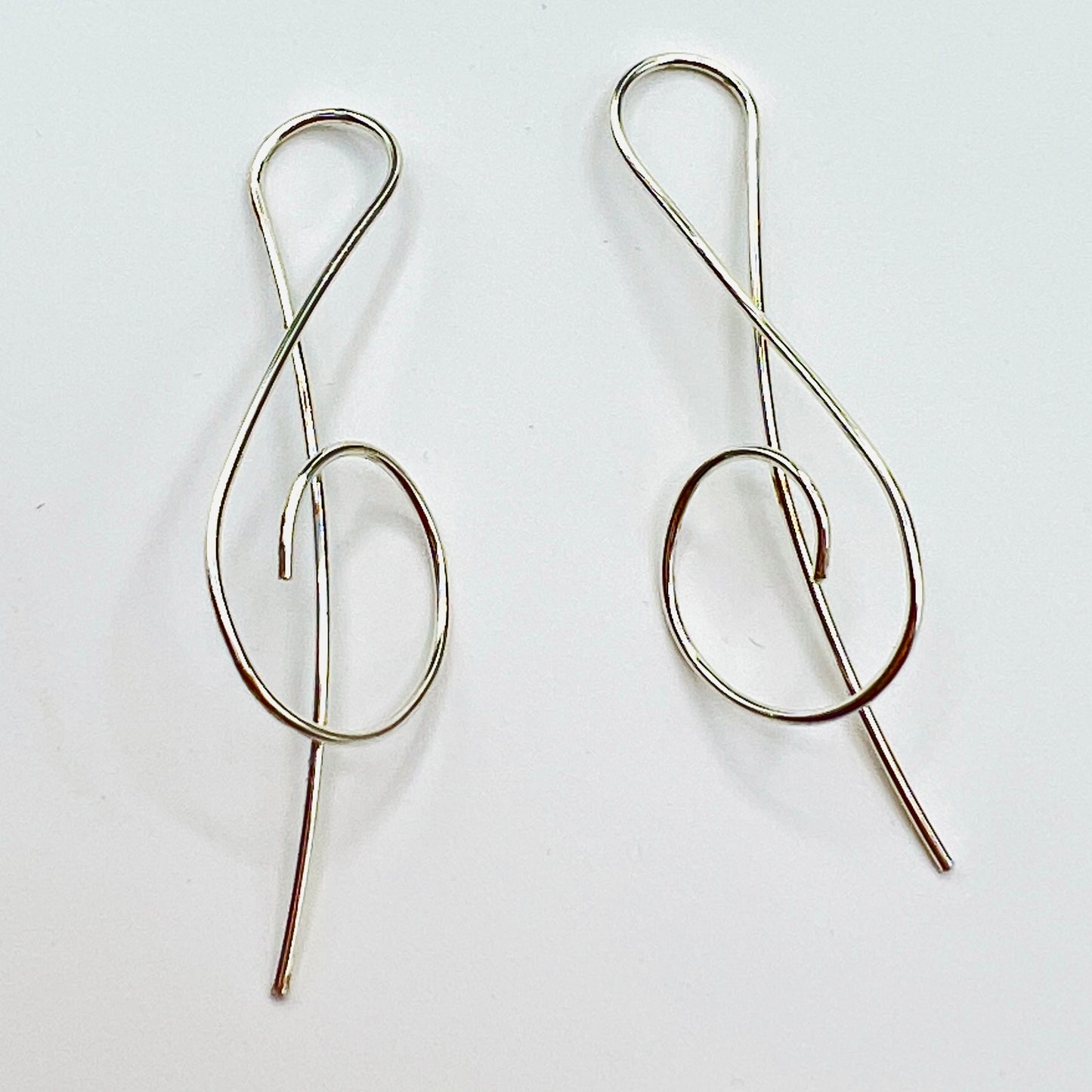 "Treble Clef"... Wire Earrings in Sterling silver