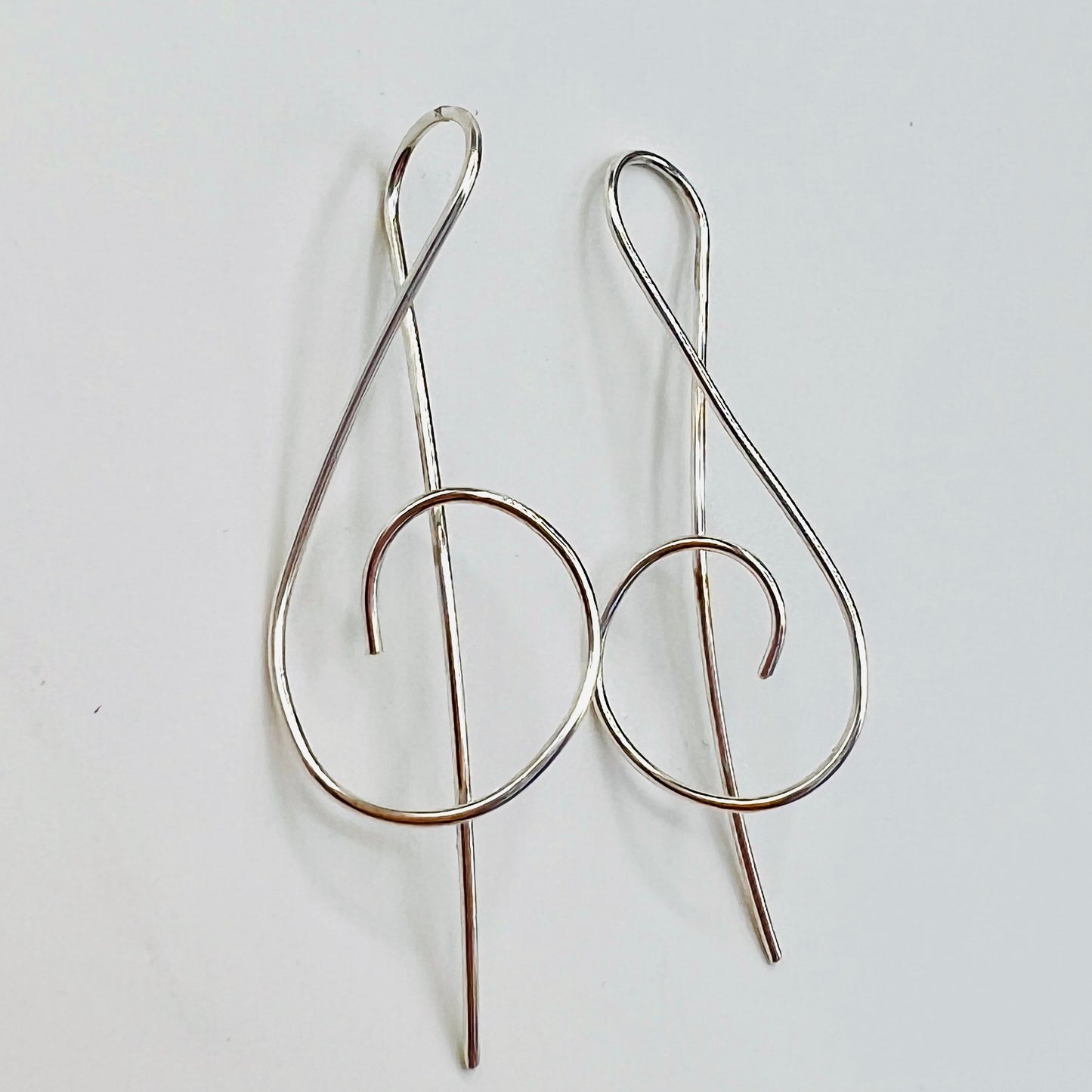 "Treble Clef"... Wire Earrings in Sterling silver