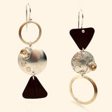 "Asymmetrical Geometry"....steel, 24K gold, sterling silver dangles