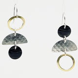 "Asymmetrical Mini"....steel, 24K gold, sterling silver dangles