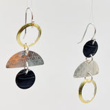 "Asymmetrical Mini"....steel, 24K gold, sterling silver dangles