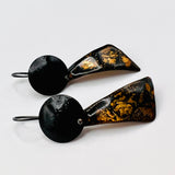 "Bold in Gold and Black 2"...Steel and Enamel dangle earrings